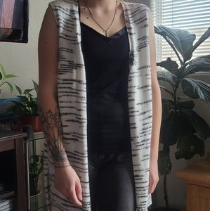 Long vest style cardigan sweater
